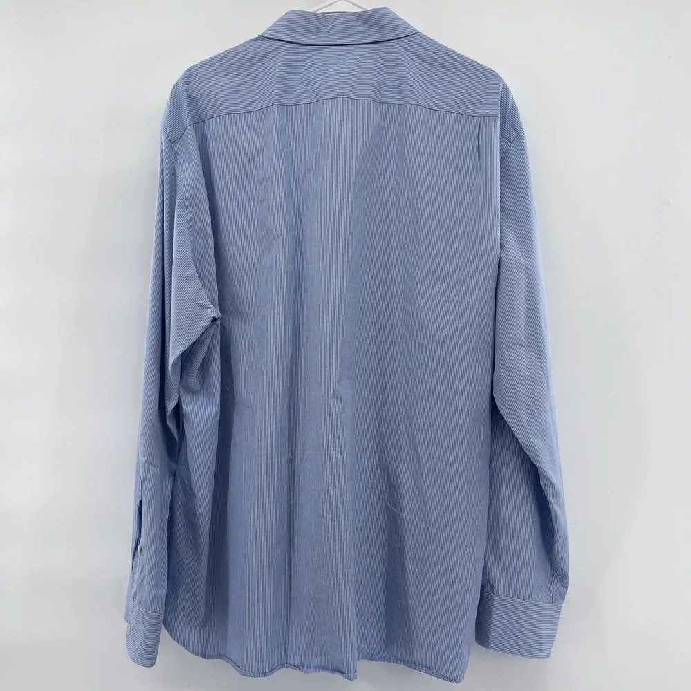 Mens J. Crew Haberdashery 80s 2-Ply Blue Striped Long Sleeve Button Up Shirt XXL